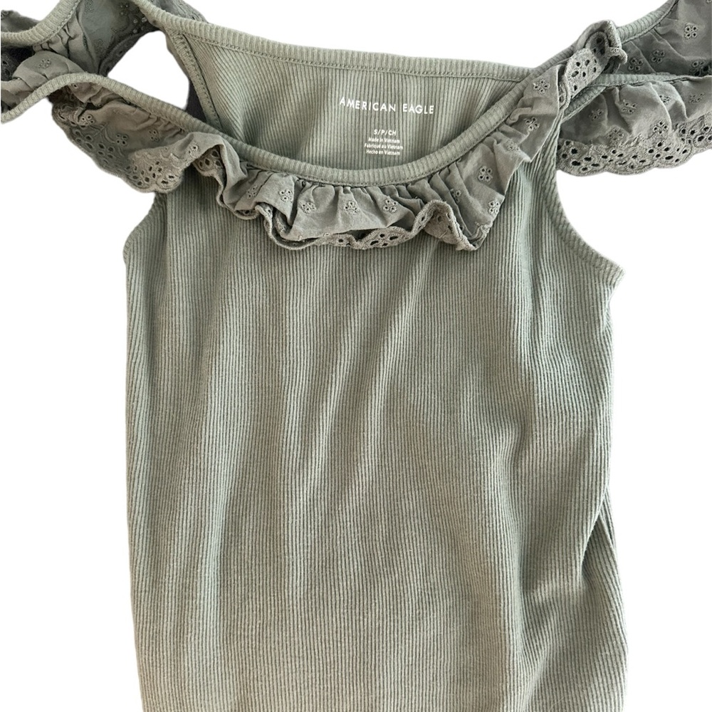 American Eagle Green Off the Shoulder Top